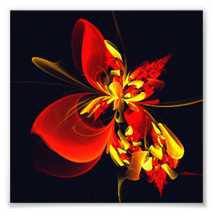 Rot-Gelb-Blüte Modernes abstraktes Kunstmuster #10 Fotodruck