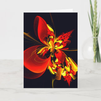 Rot-Gelb-Blüte Modernes abstraktes Kunstmuster #10 Karte