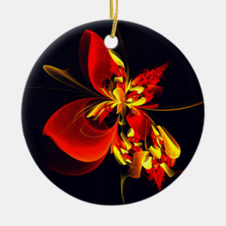 Rot-Gelb-Blüte Modernes abstraktes Kunstmuster #10 Keramik Ornament