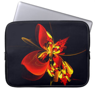 Rot-Gelb-Blüte Modernes abstraktes Kunstmuster #10 Laptopschutzhülle