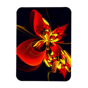 Rot-Gelb-Blüte Modernes abstraktes Kunstmuster #10 Magnet
