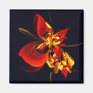 Rot-Gelb-Blüte Modernes abstraktes Kunstmuster #10 Magnet