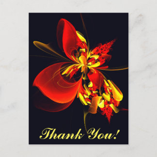 Rot-Gelb-Blüte Modernes abstraktes Kunstmuster #10 Postkarte