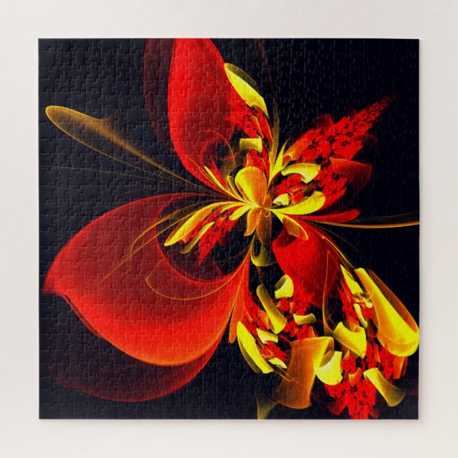 Rot-Gelb-Blüte Modernes abstraktes Kunstmuster #10 Puzzle (Vertikal)