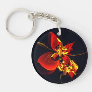 Rot-Gelb-Blüte Modernes abstraktes Kunstmuster #10 Schlüsselanhänger