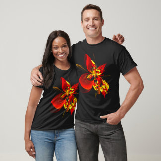 Rot-Gelb-Blüte Modernes abstraktes Kunstmuster #10 T-Shirt