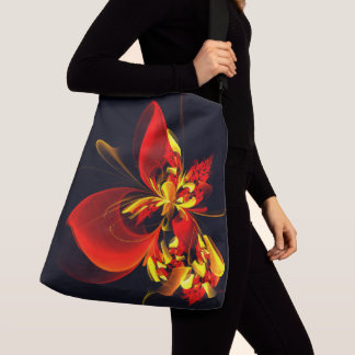 Rot-Gelb-Blüte Modernes abstraktes Kunstmuster #10 Tragetaschen Mit Langen Trägern