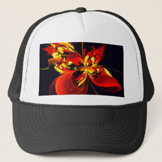 Rot-Gelb-Blüte Modernes abstraktes Kunstmuster #10 Truckerkappe