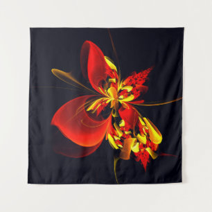 Rot-Gelb-Blüte Modernes abstraktes Kunstmuster #10 Wandteppich