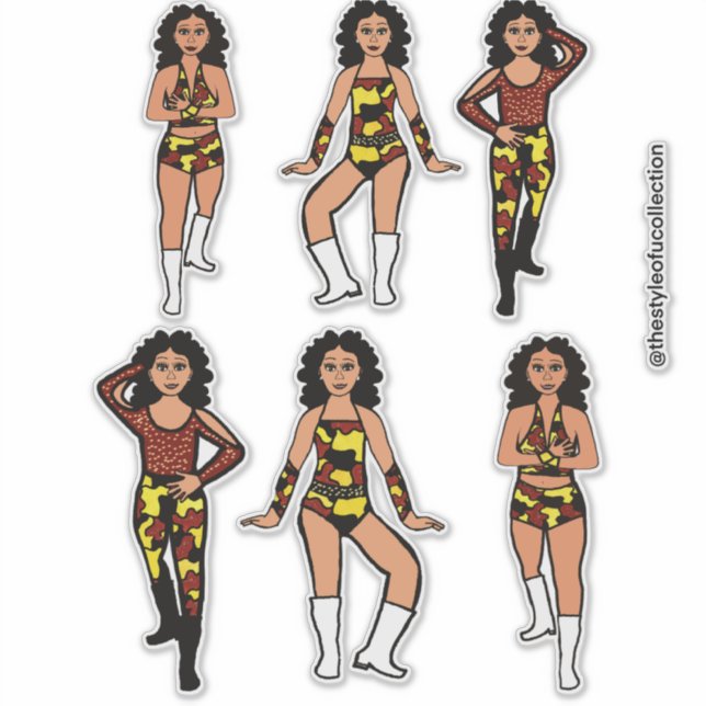 Rot Gelb Camo Silber Tänzerin #2 Aufkleber (Vorderseite)