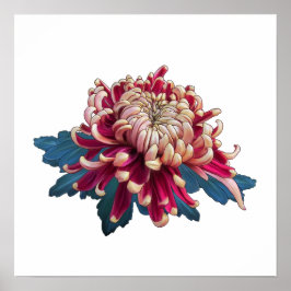 Rot-Gelb-Chrysanthemum-Weiß-Poster Poster