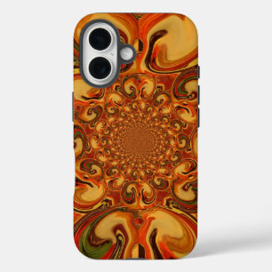 Rot-Gelb Cool Retro Vintage Blume Design iPhone 16 Hülle