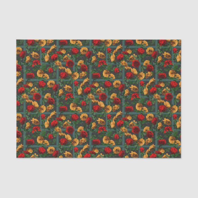 Rot-Gelb-Elegant-Rose Seidenpapier (Vorderseite)