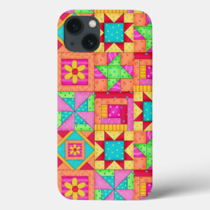 Rot-gelb-farbenes Patchwork Kunstgewerbe iPhone 13 Hülle