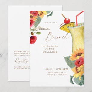 Rot & Gelb Florale Hochzeitsbrunch Farbenfroh Einladung