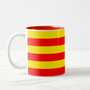 Rot-gelb gestreiftes Design Zweifarbige Tasse
