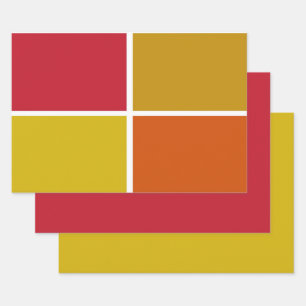 Rot-, Gelb-, Gold- und Orangenplätze Geschenkpapier Set