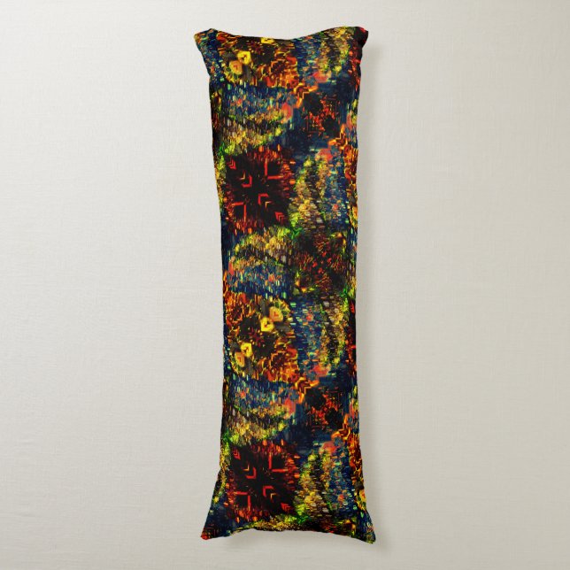 Rot-Gelb-Grün auf dunklem, Flower-Shredded-Papier? Seitenschläferkissen (Vorderseite Vertikal)