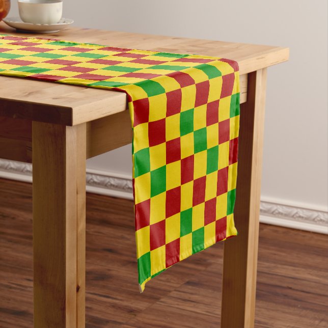 Rot Gelb Grün Karomuster Design  Kurzer Tischläufer (Beispiel)