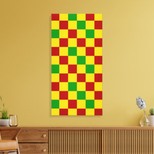 Rot Gelb Grün Karomuster Design Leinwanddruck