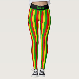 Rot Gelb Grün Rasta Gestreift Leggings