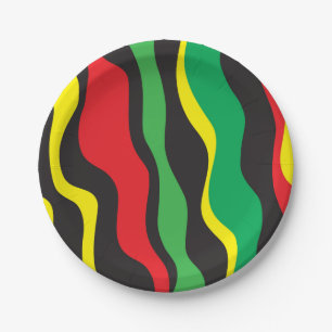 Rot Gelb Grün Schwarz Rasta-Welle-Party Pappteller