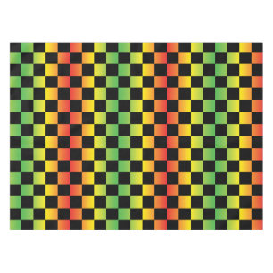 Rot-Gelb-grüne Rasta Ombre Checked Tischdecke