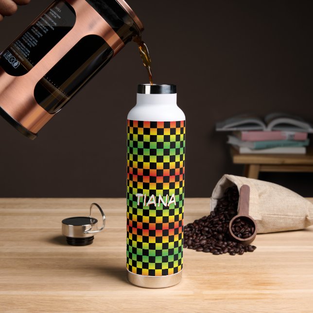 Rot-Gelb-grüne Rasta Ombre Trinkflasche (Kaffee)
