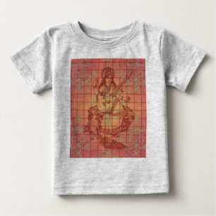 Rot-Gelb-Hinterling Goddess Saraswati Wisdom Indie Baby T-shirt