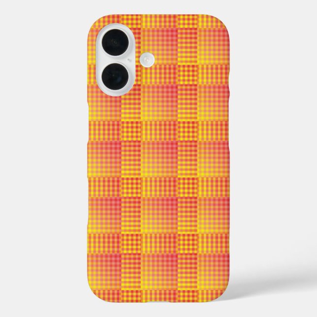 Rot Gelb Karo abstraktes Muster Case-Mate iPhone Hülle (Rückseite)