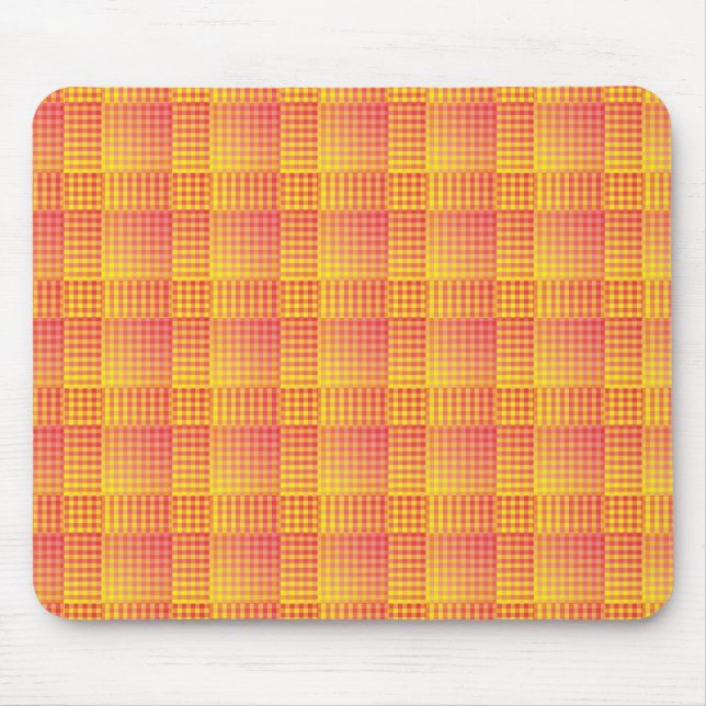 Rot Gelb Karo abstraktes Muster Mousepad (Vorne)