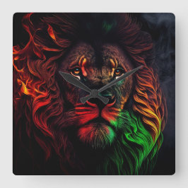 Rot-Gelb-Löwe 01 Quadratische Wanduhr
