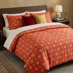 Rot Gelb Orange Boheme Mandala Geometrisch Stoff