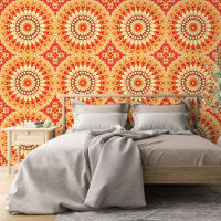 Rot Gelb Orange Sommer Sonne Mandala Muster