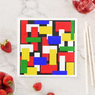 Rot, Gelb, Schwarz, Blau und Grün Serviette