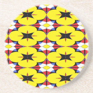Rot, Gelb, Schwarz, Blauer Kaleidoskop 8280 Getränkeuntersetzer
