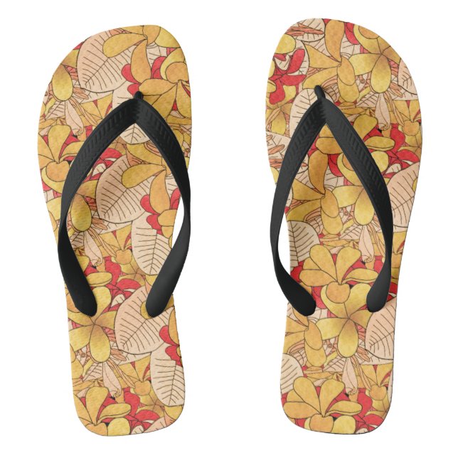 Rot-Gelb-tropisches Muster Flip Flops (Fußbett)