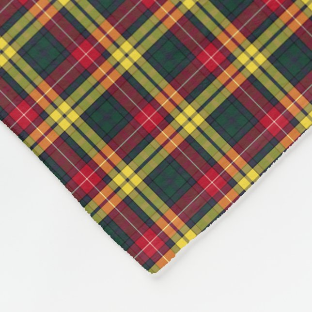 Rot, Gelb und Grüner Buchanan Clan Tartan Fleecedecke (Ecke)