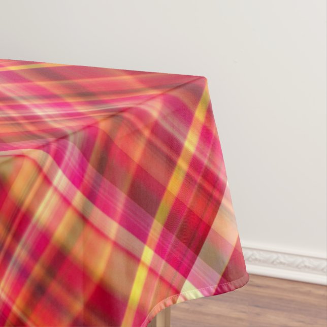 Rot, Gelb und Rosa Blätter Kariert Tischdecke (Beispiel)