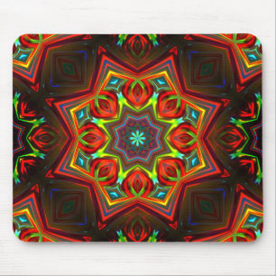 Rot gelb verdreht acht-spitzen Sternenkaleidoscope Mousepad