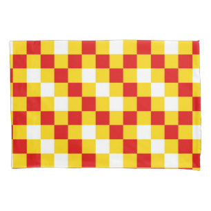 Rot Gelb Weiß Karomuster Design Kissenbezug