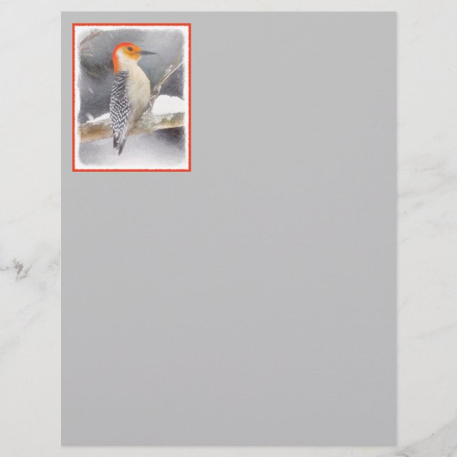 Rot-Gelb Woodpecker Malerei Original Vogelkunst (Vorderseite)