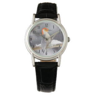 Rot-Gelb Woodpecker Malerei Original Vogelkunst Armbanduhr