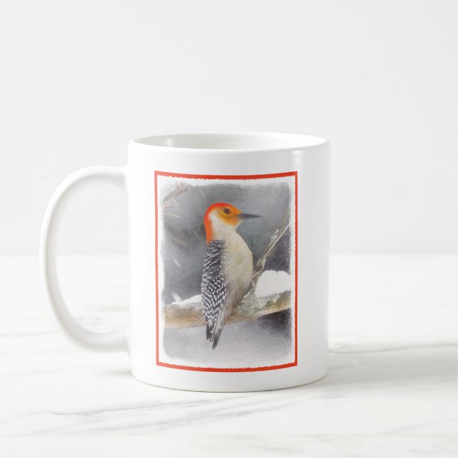 Rot-Gelb Woodpecker Malerei Original Vogelkunst Kaffeetasse (Links)