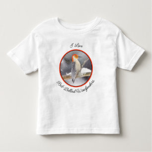 Rot-Gelb Woodpecker Malerei Original Vogelkunst Kleinkind T-shirt