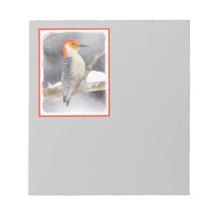 Rot-Gelb Woodpecker Malerei Original Vogelkunst Notizblock