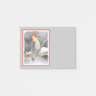 Rot-Gelb Woodpecker Malerei Original Vogelkunst Post-it Klebezettel