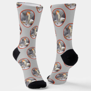 Rot-Gelb Woodpecker Malerei Original Vogelkunst Socken