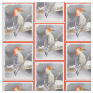 Rot-Gelb Woodpecker Malerei Original Vogelkunst Stoff