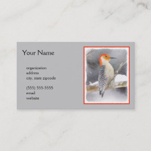 Rot-Gelb Woodpecker Malerei Original Vogelkunst Visitenkarte